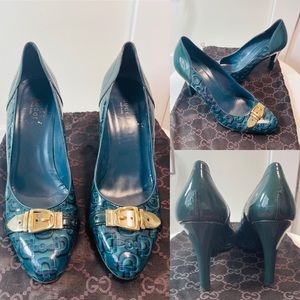 Navy blue/dark green Gucci Heels